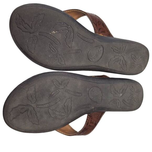 BOC Women's Size 11 Leather Sandals Flip Flops Thongs Brown Island Floral Brown - Picture 7 of 8